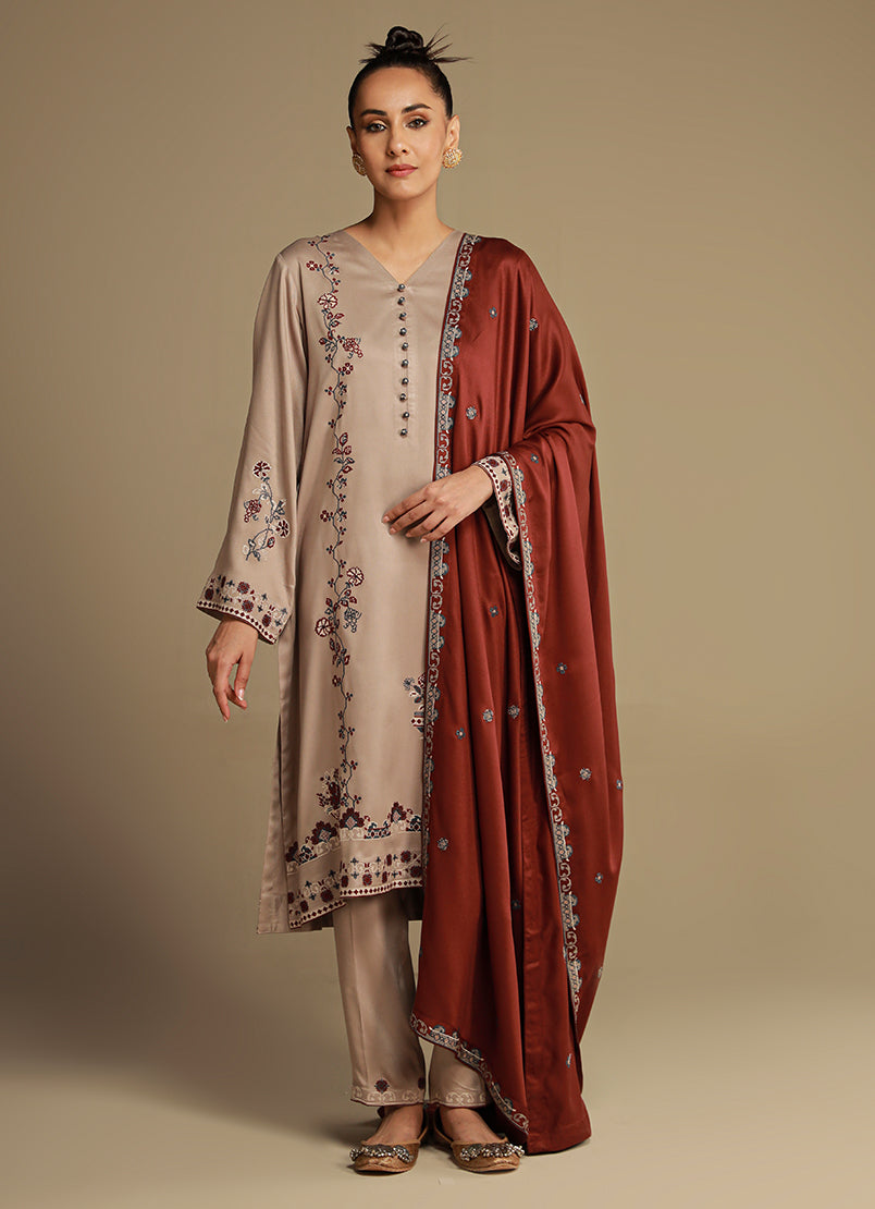 3 PC Viscose Embroidered Suit