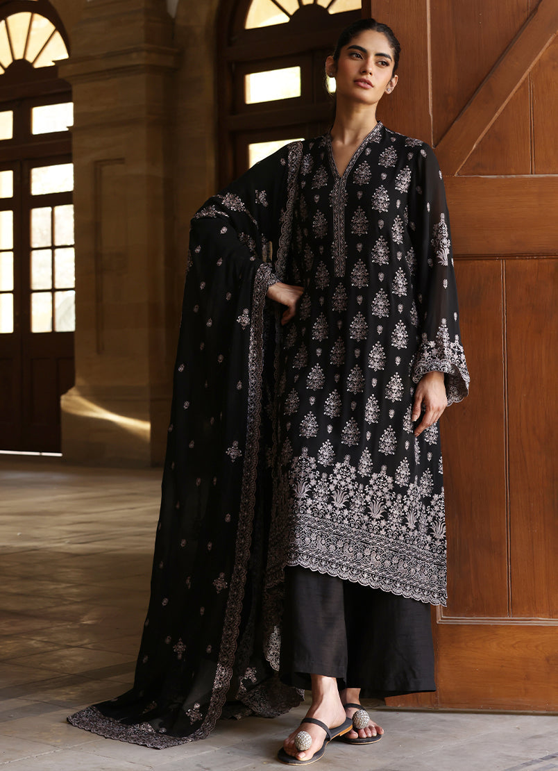 3 PC Chiffon Embroidered Suit