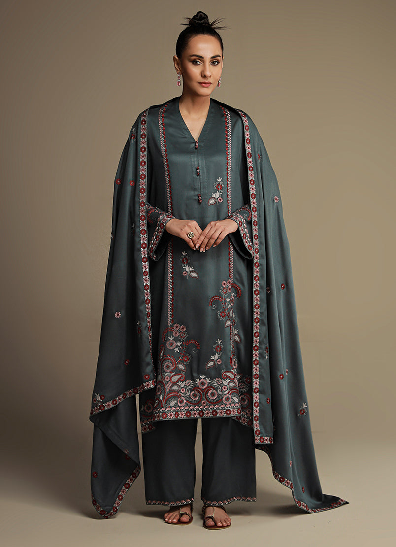 3 PC Viscose Embroidered Suit