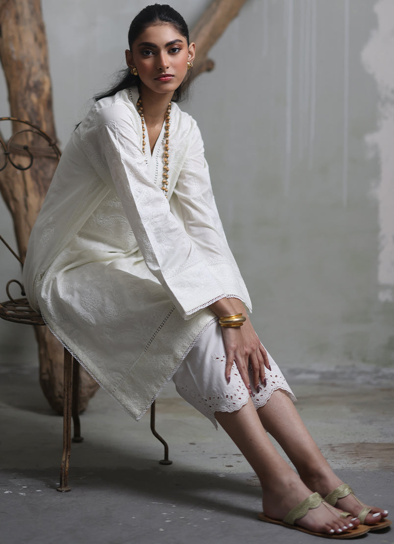 Cream Chikankari Kurta