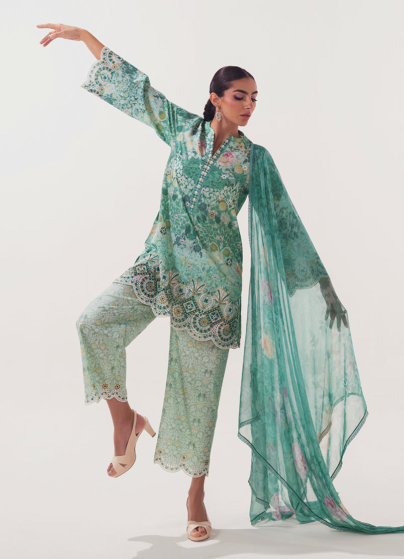 3 PC Embroidered Printed Suit