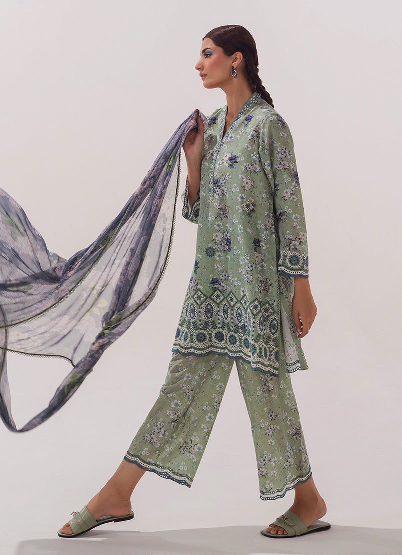 3 PC Embroidered Printed Suit