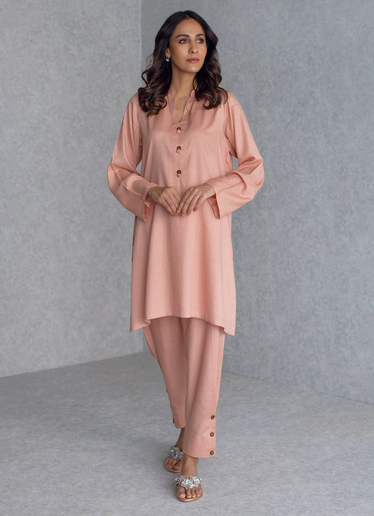 Peach Tan Dobby Viscose CO-ORD Set