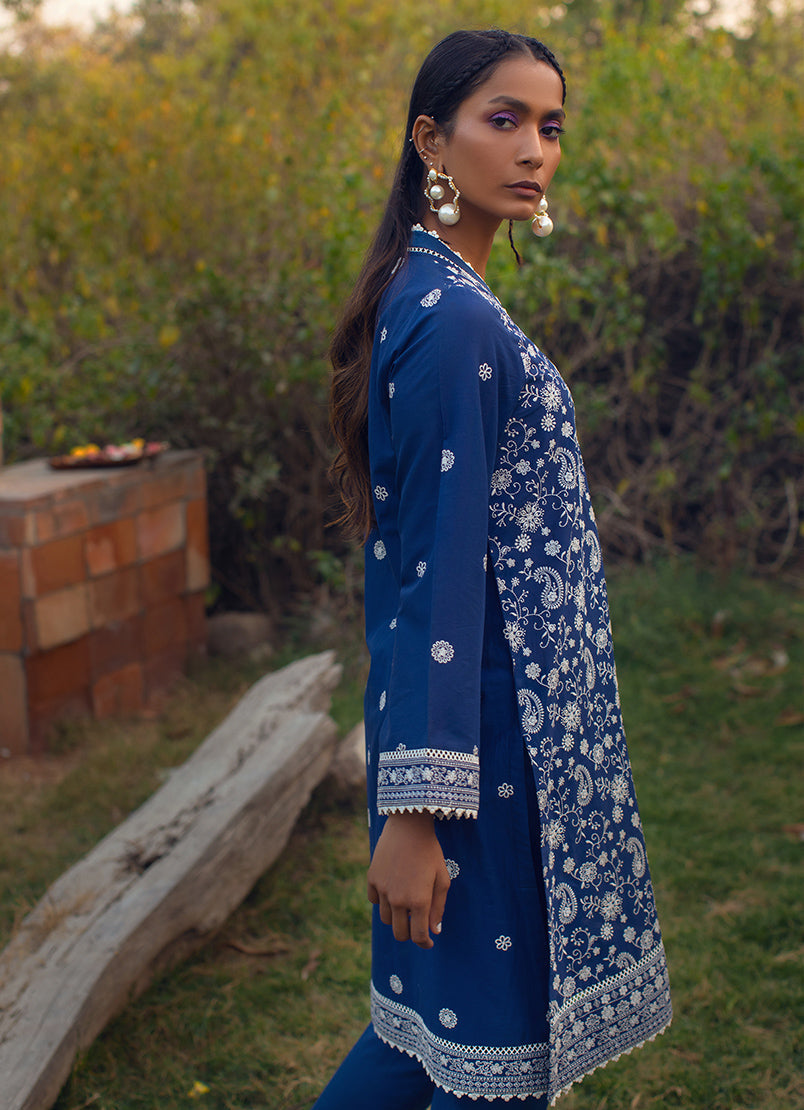 Ink Blue Embroidered CO-ORD Set