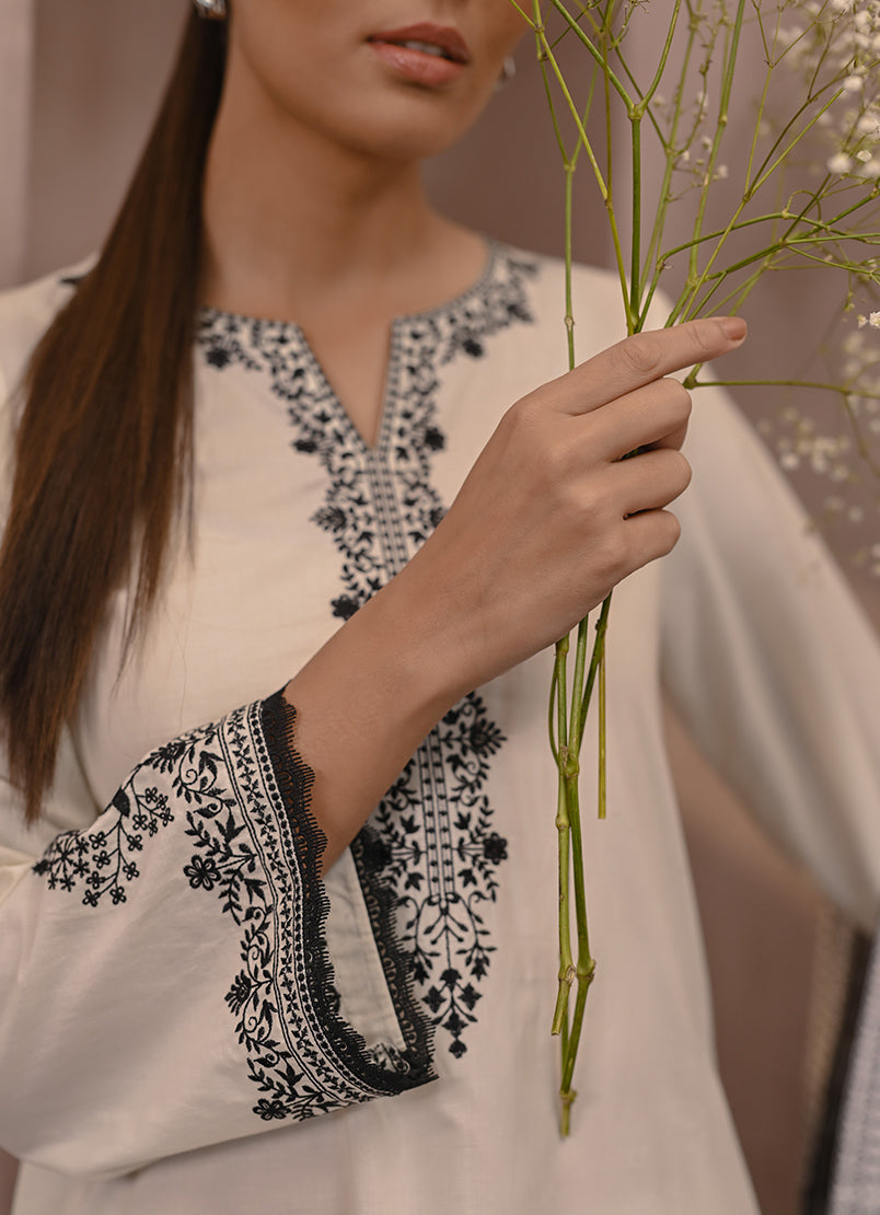 Ivory Embroidered Kurta