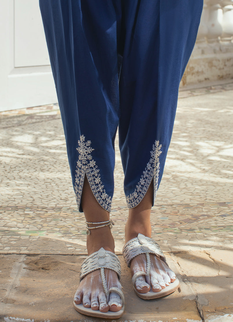 Navy Blue CO-ORD Set With Sequin and Embroidery