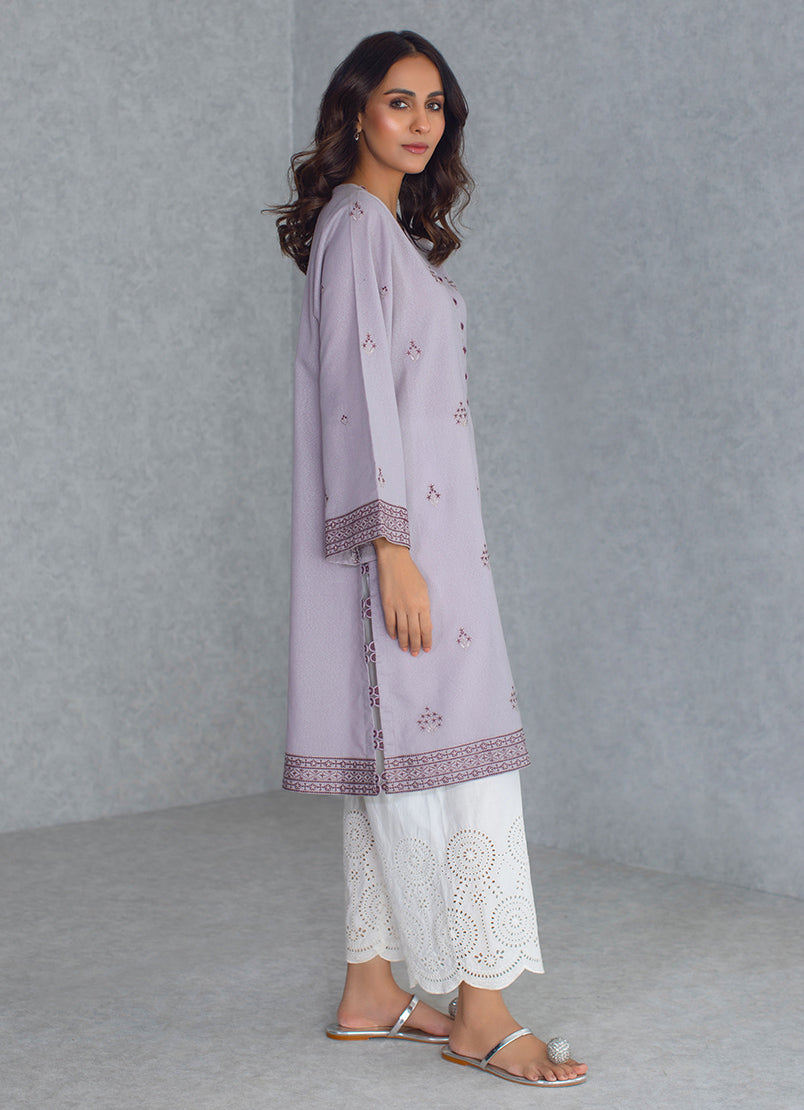 Light Grey Karandi Embroidered Kurta